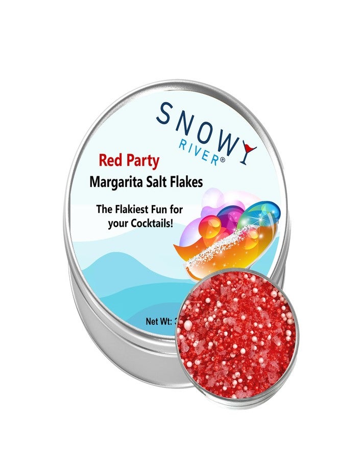 Snowy River Margarita Salt Flakes - Red Party (1x3oz Tin); Naturally Colored Premium Cocktail Rimming Salt; Margarita Rimming; Culinary & Dessert Decorating - Image 1